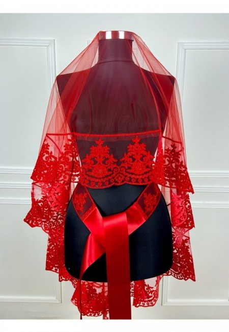 Flok Baskı Simli Gelin Duvak Kuşak Eldiven Set Kına Gecesi Düğün Nikah Gelin Alma Komple Set