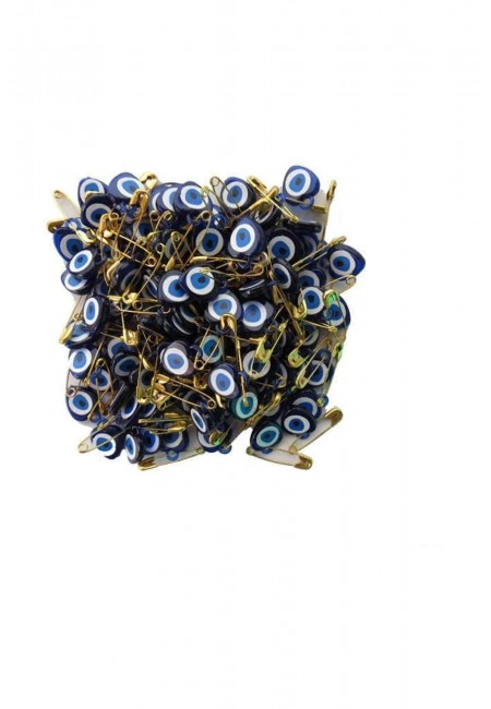 Nazar Boncuğu Sarı Çengelli Iğneli Lacivert Boncuk 50 Adet