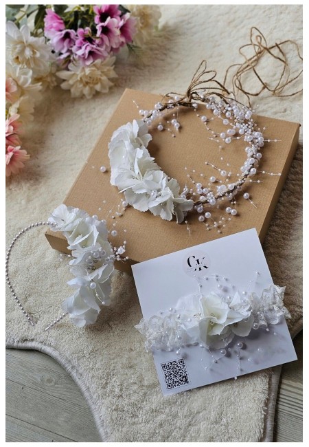 Beyaz Cicek Inci Taç Detaylı Anne Abla Ve Kardeş 3 Lü Lohusa Takımı (lohusa Tacı , Hamile Tacı ) –