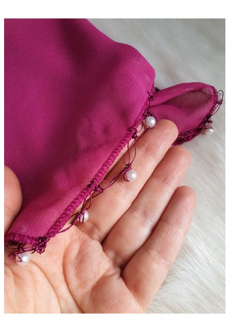 Şifon Gelin Damat Mendili, İncili Düğün Halay Nedime Bride Parti Kına Nişan Sünnet Hediye, 1 Adet