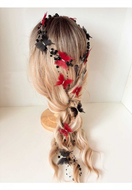 Özel Yapım Kelebek Detaylı Taç, Saç Aksesuarı, Özel Seri