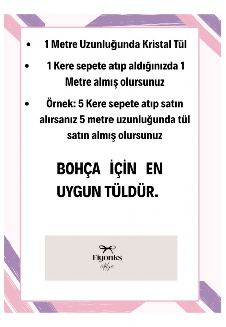 Kristal Tül 100x300 cm | Nişan, Kına, Düğün, Bohça, Kapı ve Parti Süslemesi